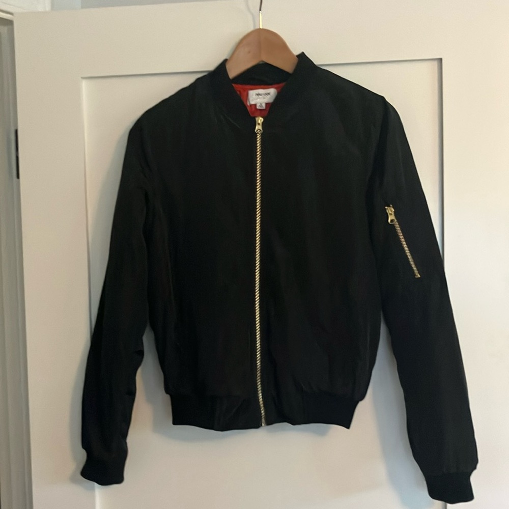 Bomber jacket. Size Small gold zipper detail